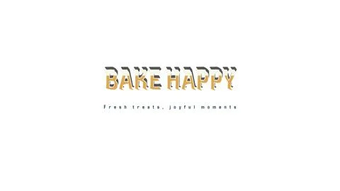 BAKE HAPPY bold typography cutout with classic gray object shadow depth Stock Illustration