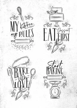 Bake lettering white Illustrazione stock
