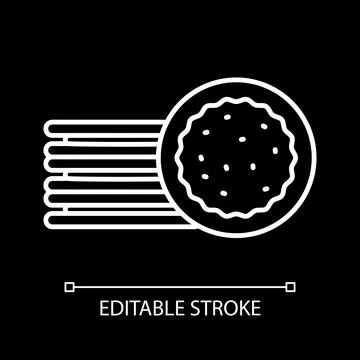 Bake pie in oven white linear icon for dark theme Ilustración de archivo