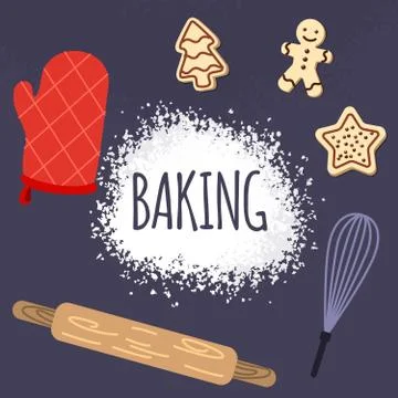 Bake poster master class. Flat flyer template イラスト素材