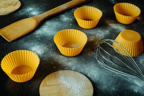 Bake stuff on black table Stock Photos
