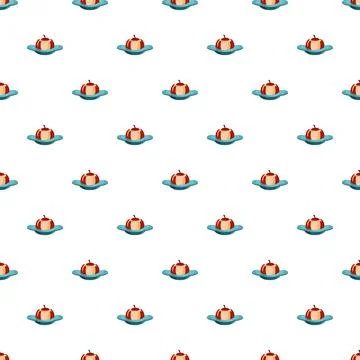 Baked apple dessert seamless repeating pattern background design Illustrazione stock