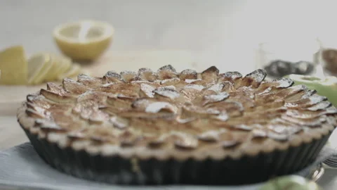 Baked Apple Pie in Baking Pan and Ingredients Stock Footage 160977832