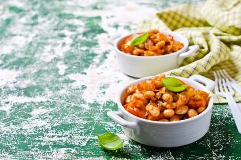 Baked beans in sauce Stock Photos