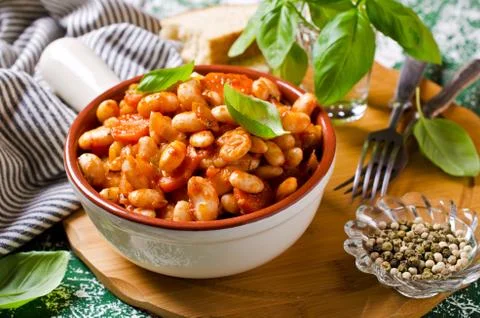 Baked beans in sauce Stock Photos
