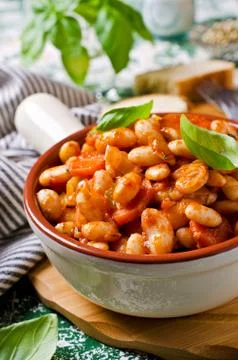 Baked beans in sauce Stock Photos