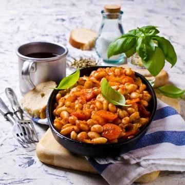 Baked beans in sauce Stock Photos