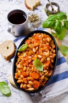 Baked beans in sauce Stock Photos