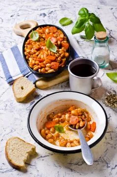 Baked beans in sauce Stock Photos