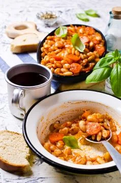 Baked beans in sauce Stock Photos