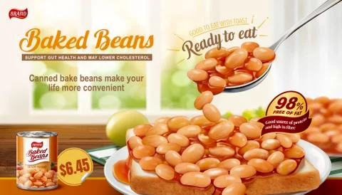 Baked beans on toast ads Ilustração Stock