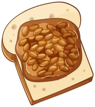 Baked Beans on Toast Vector Illustration Stock Illustration