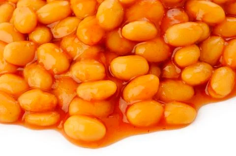 Baked beans on white background Stock Photos