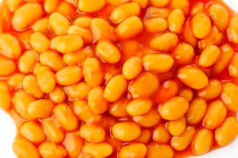 Baked beans on white background Stock Photos