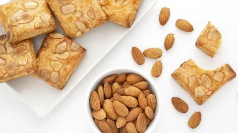 Baked biscuits with almonds. High quality photo Stock Photos