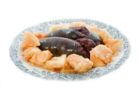 Baked black pudding with apple Stock Photos