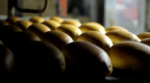 Baked bread in the bakery Stock Footage 1180935