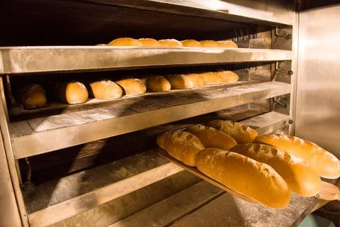 Baked bread in the bakery Stock Photos