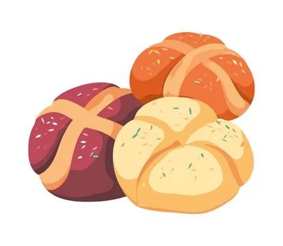 Baked bread bun tasty イラスト素材