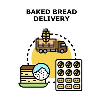 Baked bread delivery logistics and food production process Stock Illustration