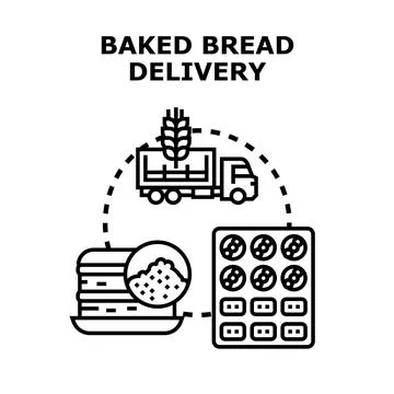 Baked bread delivery logistics and food production process Stock Illustration