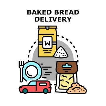 Baked bread delivery service concept illustration Illustrazione stock