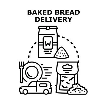 Baked bread delivery service concept illustration 库存插图