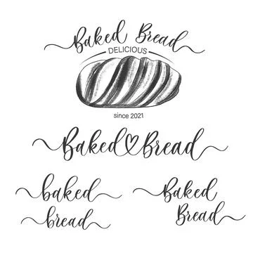 Baked Bread logo for bakery vector background. Stock Illustration