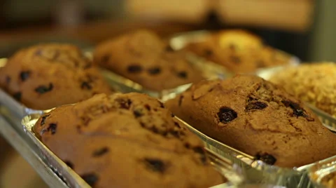 Baked bread out of the oven in a bakery Stock Footage 34074000
