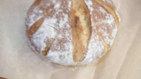 Baked bread overhead Stock Footage 121120209