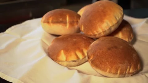 Baked Bread Rolls on Cloth Video stock 318310080