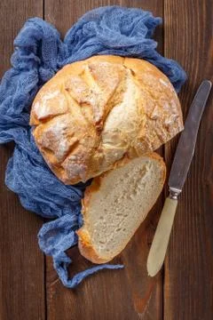 Baked bread, top view Stock Photos