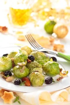 Baked Brussel sprouts. Stock Photos