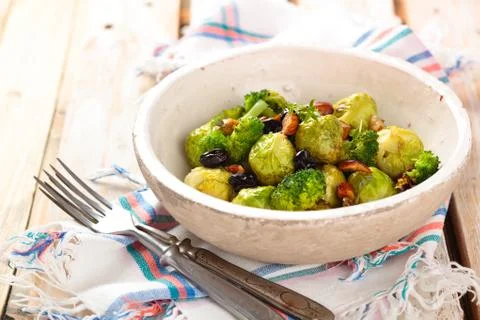 Baked Brussel sprouts. Stock Photos