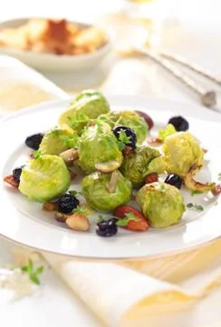 Baked Brussels sprouts. Stock Photos