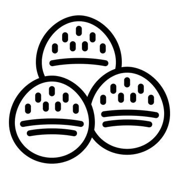 Baked buns icon outline vector. Bakery dessert rolls Ilustração Stock
