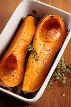 Baked butternut squash Stock Photos