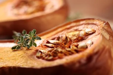 Baked butternut squash Stock Photos