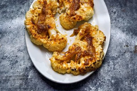 Baked cauliflower  steak Stock Photos