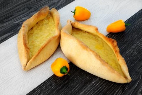 Baked cheese boats Stock Photos