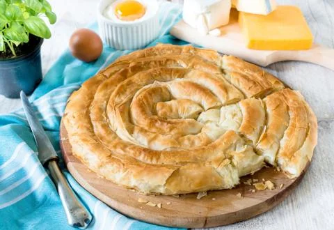 Baked cheese pie Stock Photos