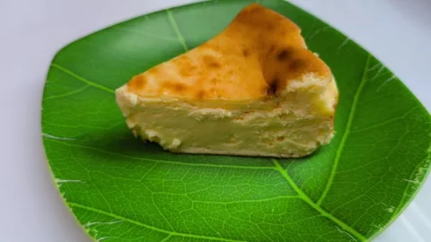 Baked Cheesecake Slice Stock Footage 340504454