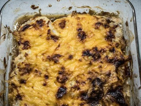 Baked Chicken with Cheese Stock Photos