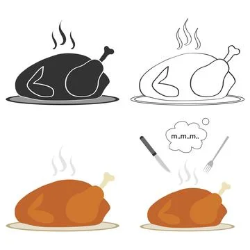 Baked chicken Stock Illustration