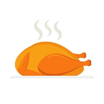 Baked chicken isolated on white background. Vector illustration. Stock Illustration