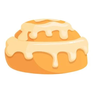 Baked cinnamon roll bun icon cartoon vector. Sugar menu Stock Illustration