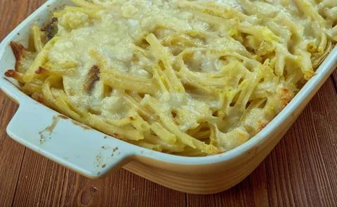 Baked Cod and macaroni Casserole Baked Cod Fish Fillets and macaroni Casse... 스톡 사진