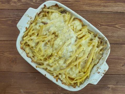 Baked Cod and macaroni Casserole Baked Cod Fish Fillets and macaroni Casse... 스톡 사진