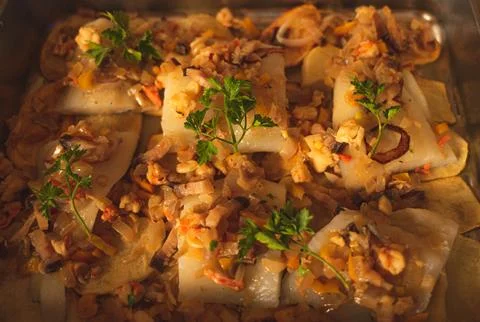 Baked cod dish Stock Photos