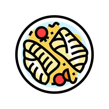 Baked cod fish color icon vector illustration Stock Illustration